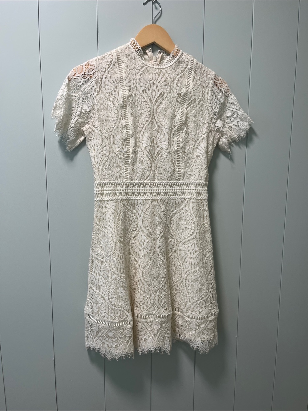 Women's Cream Lace Fit & Flare Dress
